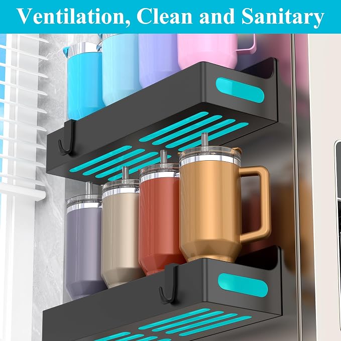 Magnetic Water Bottle Holder for Fridge, Tumbler Organizer 4 Pack | For Stanley, Owala cup, easy to remove from the fridge