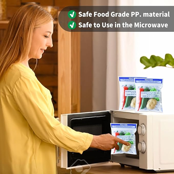 50 Pcs Microwave Steamer Bags 7.9 X 8.6 Inch Zipper Steam Cooking Bags Reusable Microwave Cooking Bag for Vegetables Potatoes and Meat (50)