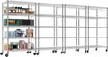 24" Wx18 Dx75 H Chrome Storage Shelves with Wheels, 5 Tier Wire Shelving Adjustable Metal Shelving Pantry Shelves Capacity 1250LBS for Garage Shelving, Pantry, Kitchen, Closet,4PACK