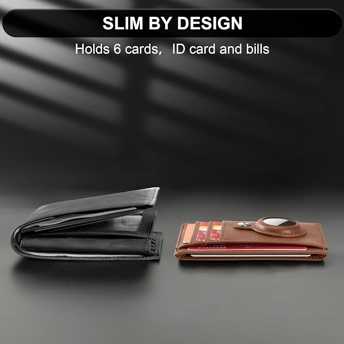 Slim Minimalist Front Pocket Air Tag Wallet, RFID Blocking Card Holder Wallet with Airtag Holder
