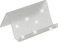 PATIKIL Business Card Holder for Desk, Acrylic Business Card Holders Shine Card Stand Organizer Cards Display for Office Exhibition, Silver Tone