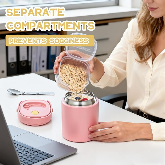 JOOPETALK 2 Pack Clear Snack Container Replacement Top Compartment for Insulated Food Jar, Leak-Proof Food-Grade Storage Container, Perfect for Kids Lunch Snacks