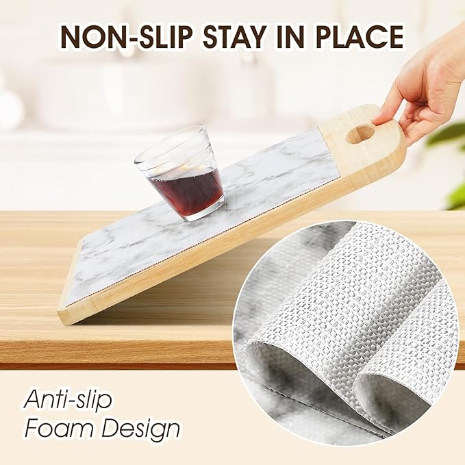 Coavas Shelf and Drawer Liner, Non Slip Extra Grip Non Adhesive Waterproof Thickened Cabinet Mat, Easy Cut for Kitchen Pantry Bathroom Dresser Cupboard (Marble, 12IN x 10FT)