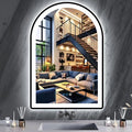 THEKLA 32 x 24 Inch Black Arch Vanity Mirror with Light Black Frame LED Arched Lighted Mirror for Bathroom Wall Mount 3 Color Adjustable Memory Frontlight 32in Black Framed Arch Smart Light up Mirrors
