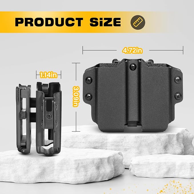 Kydex Magazine Holder,Forcenter OWB Double Magazine Pouch,Universal Magazine Holster for Glock/S&W/Ruger/Sig Sauer/Taurus/H&K/Springfield/CZ/1911 Mags