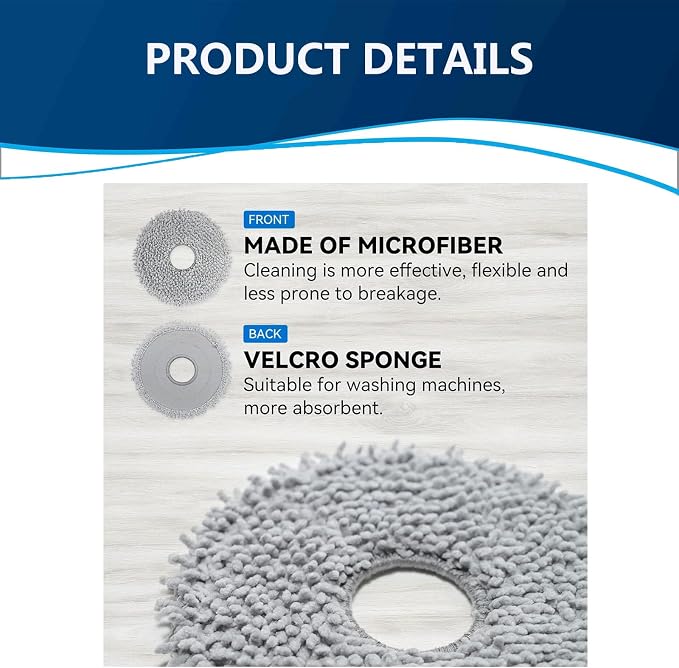 Product Image Qrevo S5V Replacement Parts for Roborock Qrevo S5V / Curv/Edge/Edge S5A / Curv S5X, Accessories Include 8*Mop Pads, 16*Side Brush, 1* Screwdriver