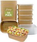 25oz Disposable Paper Bowls with Lids, 50 Sets Salad Bowls To Go for Lunch Microwave Safe, Paper Meal Prep Containers Disposable Takeout, Serving Bowls Leakproof for Hot Cold Food
