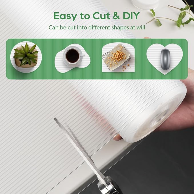 Anoak Shelf Liner Cabinet Liner, Non Adhesive Drawer Liner, Washable 17.5 Inch x 20 FT(240 Inch) x 2Rolls Waterproof Durable Non-Slip Shelf Liner for Kitchen, Drawer, Refrigerator Stripe Clear