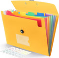 Accordian File Organizer 7 Pocket Expanding File Folder with Labels, Plastic Expandable File Folder for Documents Letter Size A4 Papers - Orange