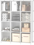 AWTATOS 12 Cube Storage Organizer, Closet Storage Shelves with Doors, White | Portable Closet Organizers, DIY Stackable Storage Cube Shelf, Plastic Clothes Organizer Shelving for Bedroom, Home Office