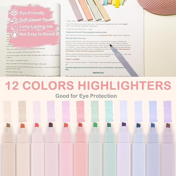 Aesthetic School Supplies with Pencil Pouch - 57 Pcs Cute College Essentials Set, Big Capacity Pen Case, Eraser Holder, Pastel Highlighters, Bible Study Journaling Stationary Kit for Girls Teens