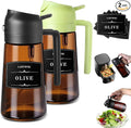 Oliver Oil Sprayer & Dispenser for Cooking Bottle 16oz Dark Glass Fine Mist | 2pcs,Brown Bottles-Black and Green,2-in-1 Lightproof Borosilicate Glass Oil Bottle, Wide Mouth