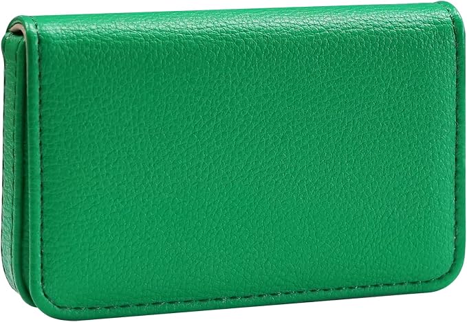 Business Card Holder，PU Leather Business Card Case Color Printing Pattern Card Holder Wallet，Pockets Magnetic Credit Card Holders for Men and Women - Dark Green