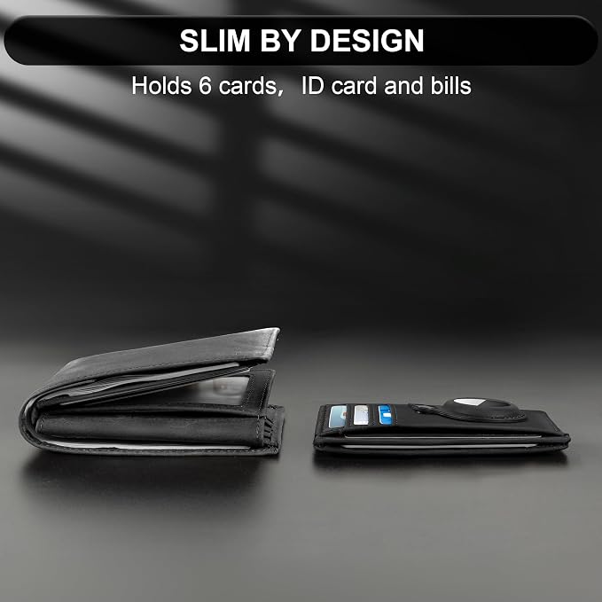 Slim Minimalist Front Pocket Air Tag Wallet, RFID Blocking Card Holder Wallet with Airtag Holder