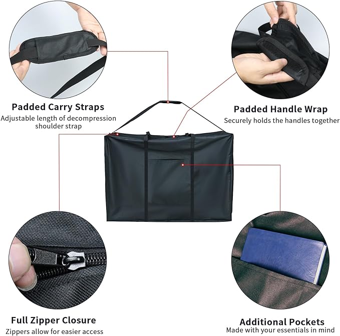Rollator Travel Bag - Waterproof Wheelchair Bag for Folding Walker Compact Wheelchair Transport Chair Portable Large Duffel Bag Carry Case for Car and Airplane Traveling,Black