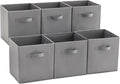 MAX Houser 6 Pack Foldable Fabric Storage Bins with Handles - Ideal for Closet Organization, Bedroom (Grey, 10.5"x10.5"x11")