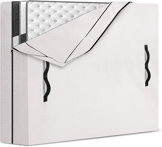 HOMESURE Mattress Bags for Moving and Storage with 8 Handles - Mattress Cover for Moving - Heavy Duty, Strong Zipper Closure, Moving Supplies & Moving Bag - Semi-Transparent, Cali King