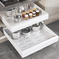 Seinloes 1 Pack Pull Out Cabinet Organizer 22" Deep,Full Extension 3 Slide Rails Slide Out Drawers With Raising Pad for Framed Cabinets,Expandable Width (12.3"-20.5"),No Drill Roll Out shelf,White