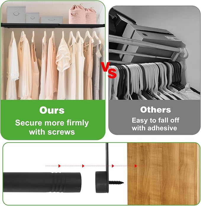 Expandable Closet Shelf, 16-53 Inches Metal Closet Rod Organizers and Storage Shelves Space Saving DIY Divider Separator for Cabinet Wardrobe