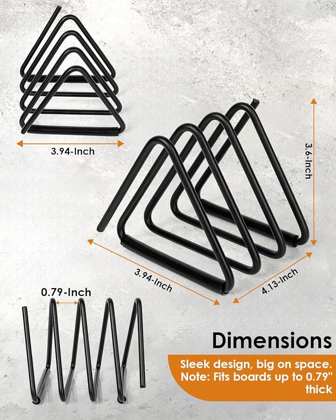 2 Pcs Cutting Board Holder, Heavy Duty Triangle Metal Organizer, Baking Cookie Sheet Organizer for Cabinet, Non-Slip Strips