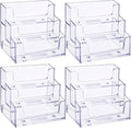 TecUnite 4 Pieces Business Card Holder for Desk 3 Tiers Clear Acrylic Stand for Business Card Organizer Storage Holder Display for Office and Company, 180 Cards Capacity
