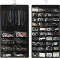 Double-Sided Hanging Jewelry Organizer with 48 Pockets and 8 Hooks – Versatile Accessories Holder for Earrings, Necklaces, Rings, Glasses – Wall, Door, or Closet Mounted Jewelry Hanger.