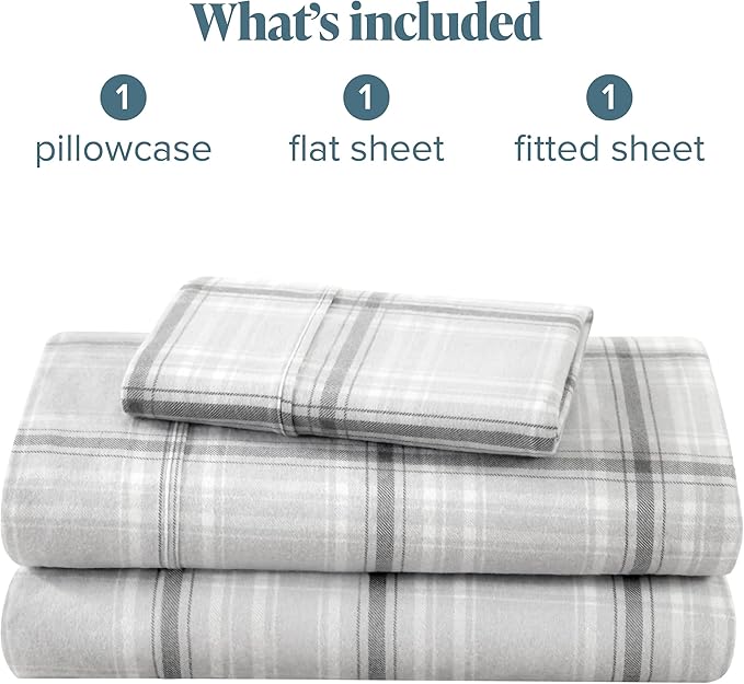 Bare Home Twin XL Sheet Set - College Dorm Size - 1800 Ultra-Soft Microfiber - Deep Pockets - Easy Fit - Extra Soft - 3 Piece Set (Twin XL, Tartan Plaid)