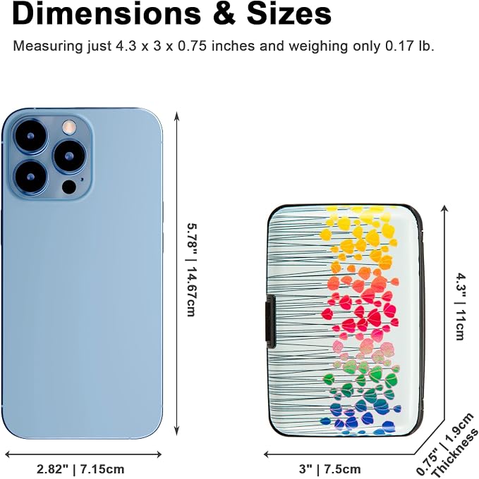 Credit Card Holder, Metal Card Wallet RFID Blocking Mini Slim Aluminum Business Hard Card Case for Women Men (Colorful Flowers)