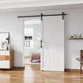34''x84'' Sliding Barn Door with 6 Ft Barn Door Hardware Kit | Pre-Drilled Holes Easy Assembly - Include Installation Manual, Water-Proof PVC Surface, H-Frame, White