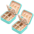 Neveika Jewelry Box with Mirror,Small Jewelry Organizer Box，Travel Jewelry Case for Women，Gift Jewelry Boxes for Female Girls (2pcs mirror blue)