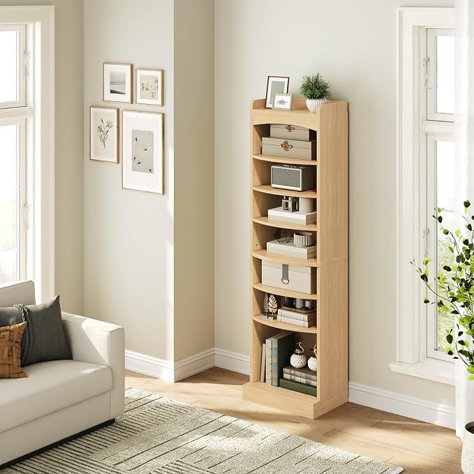 YATINEY 9-Tier Tall Shoe Rack, Wooden Shoe Storage Organizer, Narrow Shoe Cabinet with Removable Shelves for Small Spaces, Holds 18 Pairs of Shoes, for Entrance, Hallway, Natural SS22NL