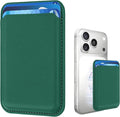 Magnetic Wallet Phone Card Holder for Phone Case with Mag-Safe, Stronger Magnetic RFID Leather Phone Wallet Stick on Series of iPhone 17/16/15/14/13/12 and Pro/Promax, Emerald