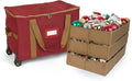 Covermates Keepsakes Rolling Adjustable Ornament Storage Bag – Heavy-Duty Polyester, FlexGrid Trays & Padded Dividers – Protective Holiday Organizer with Wheels, Handles & ID Window, Red