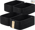 MiniArk Small Storage Baskets for Organizing | Closet Organizer Bins | Shelf Toy Basket | Woven Rope Baskets | Cube Decorative Box | Shallow Basket | 13x8.5x5.1” | 4 Packs Black