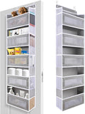 ANHUXINLEI Over The Door Organizer Storage, 5 Large Capacity Pockets & 5 Side Pockets, Anti Tilt 44 lb Load Behind Door Storage for Bedroom, Bathroom, Pantry, Nursery (Grey)