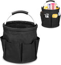 17L Portable Cleaning Bucket Organiser, 6 Pockets Foldable Cleaning Caddy with Handle Wearable Cleaning Caddy Bag for Outdoor Camping Garden Harvest Basket Home Bathroom Storage (Black)