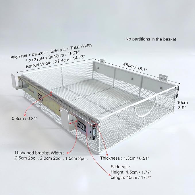 Pull Out Closet Drawer for Clothes | Sliding Wire Basket for Wardrobe Cabinets | Roll Out Storage Organizer | Side Mounting | for Home, Kitchen,Pantry