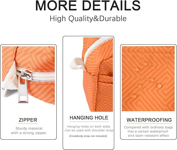 Portfolio Organizer with Multiple Pockets, Waterproof Travel Zippered Cosmetic Bag, Portable Storage Bag for Notebooks, Stationeries, Make-up, Journal Office Art Supplies.Orange