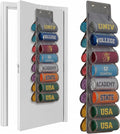 Over The Door Hoodie Organizer, Double Sided Holds 16 T-Shirts, White Hanging Storage with 2 Hooks and Rope for Door Closet Cabinet Use, Ideal for Dorm Rooms Bedroom (Gray)