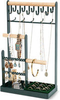 ProCase Jewelry Stand Holder Organizer, 5-Tier Necklace Holder with Ring Tray, 15 Hooks Necklaces Hanging Small Jewelry Display Storage Tower Tree for Bracelets Earrings Watches -Large, Green