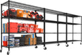 PrimeZone 3 Packs 55.5" W x 24" D x 80" H Heavy Duty Wire Storage Shelves with Wheels, 4 Tier Adjustable NSF Commercial Garage Shelving Unit, Rolling Metal Organizer Shelf Rack for Warehouse, Pantry