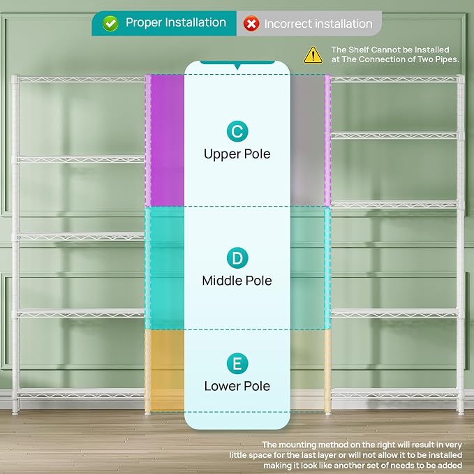 SINGAYE 5 Metal Shelves Wire Shelving Storage Shelf Adjustable Unit Pantry | 5 Tier Kitchen Laundry Room Organization Home Pantry Closet Bathroom Organizers Garage Rack 14" D x 24" W x 59.5" H White