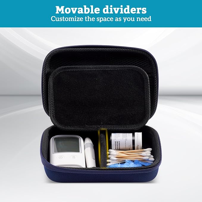 ProCase Diabetes Travel Case for Diabetic Supplies -Navy, Small | Hard Storage Bag for Glucose Meter, Insulin Pen, Test Strips, Syringes, Needles & More; Organizer for Diabetic Care Kits