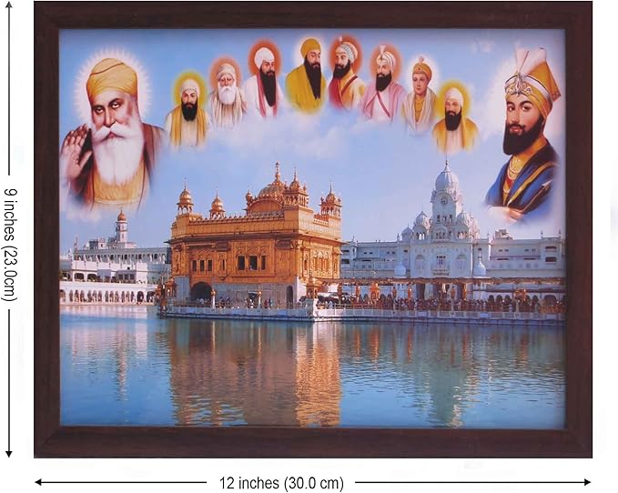 Lord Sikh Guru poster print with frame for Home Decor and Gifting Purpose (229-119)
