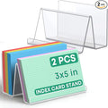 Uniclife 2 Pack 3x5 Clear Acrylic Index Card Holder, 200 Card Capacity | 5" x 3.2" x 3.2" Index Card Display Stand, Index Card Organizer, Postcard Holder, Horizontal Business Card Holder for Desk