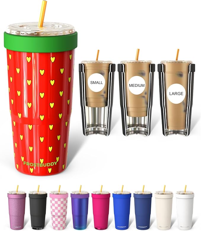 Frost Buddy Togo Buddy 30oz Tumbler - Stainless Steel (Strawberry Kiss) | Double-wall vacuum insulated | Spill-proof flip lid | 18/8 premium stainless steel | Cup-holder friendly