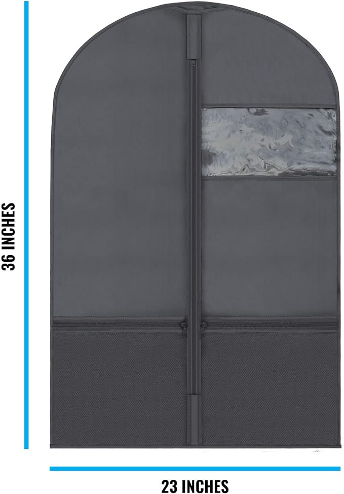Plixio 36" Kids Garment Bags for Dance Costumes, Childrens Hanging Clothes | Childrens Hanging Clothes Organizer for Dress, Recital Outfit with Zippered Mesh Pockets for Shoes and Accessory Storage