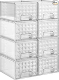 Delamu 8 Pack Stackable Storage Drawers, Makeup Skincare Holder Vanity Storage Organizer, Plastic Drawers For Vanity Desk, Undersink, Kitchen Cabinet, Pantry, Clear, Ideal Gifts for Women
