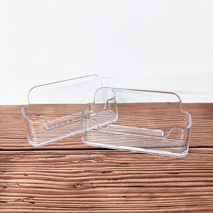HSYMQ Acrylic Business Card Holder for Desk, Clear Plastic Business Cards Display Holders Stand, Fits 30-50 Business Cards