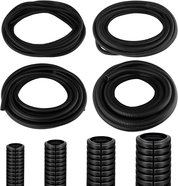 MUZIK 4 Pack Split Wire Loom, 120FT Flame Retardant PP for Cable Management | Heat & Abrasion Resistant, Flexible Split Design, Durable Cable Protection, Automotive & Home Use, Long Lasting Protection
